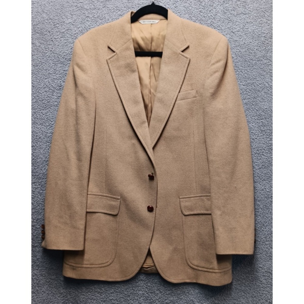 PBM Men's 100% Camel Hair Blazer Jacket Tan Brown Size L Classic Fit Business
